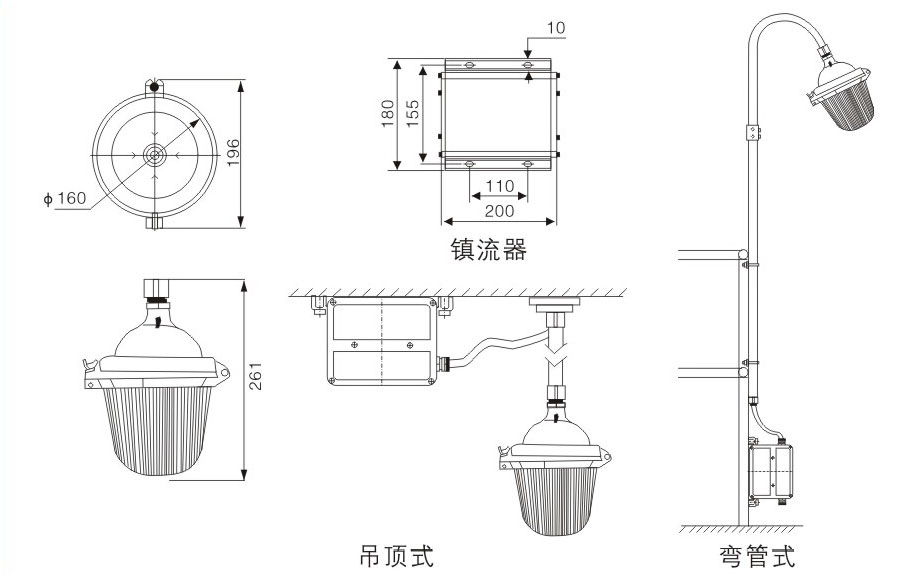 NFE9112防眩應(yīng)急泛光燈安裝示意圖